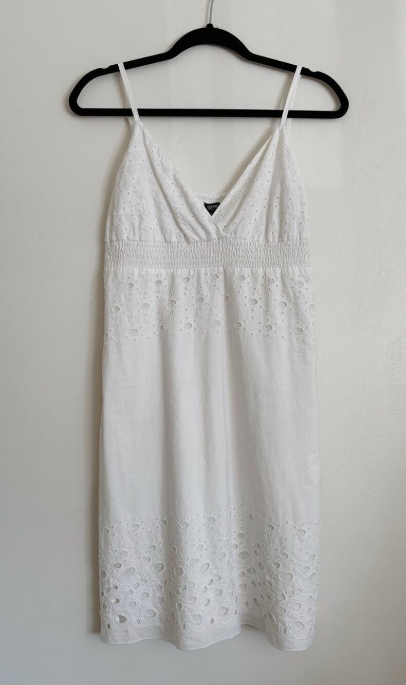White Vintage Esprit Eyelet Lace Mini Dress US 8